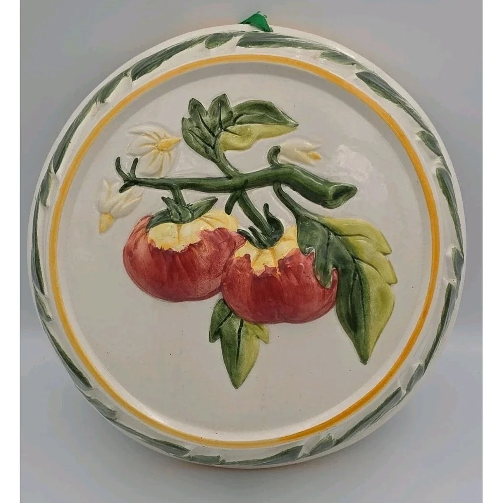 Vintage ABC Italian Pottery Hand Painted Decorative Mold Wall Hanging Floral